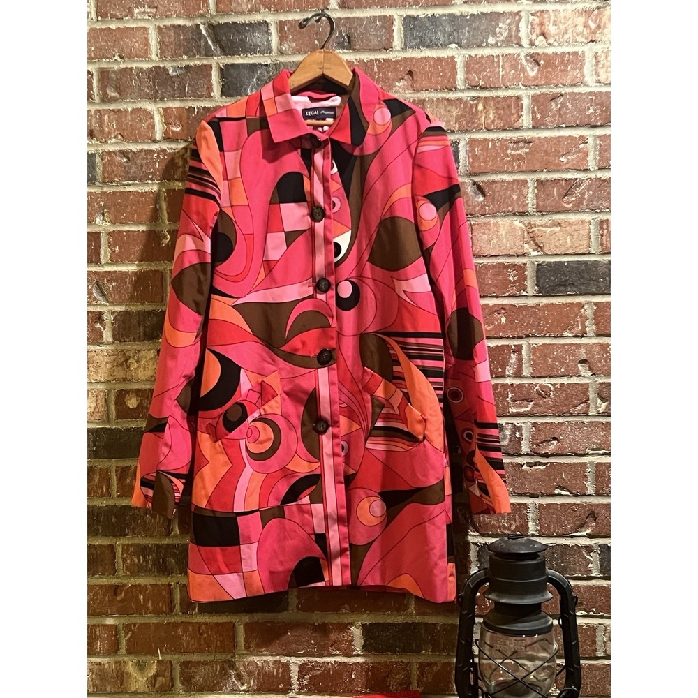 Vintage Style Pink and Brown Abstract Patterned Coat Regal Regency